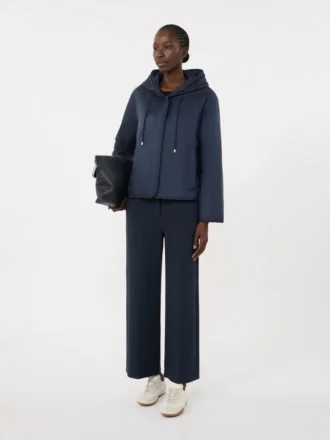 Gesteppte Kapuzenjacke aus wasserabweisendem Canvas, marineblau