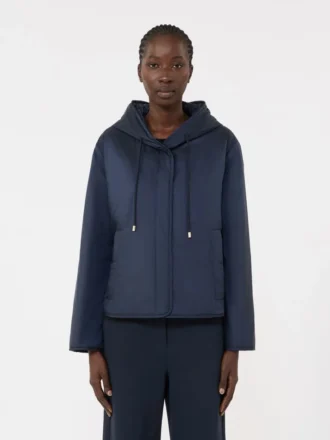 Gesteppte Kapuzenjacke aus wasserabweisendem Canvas, marineblau