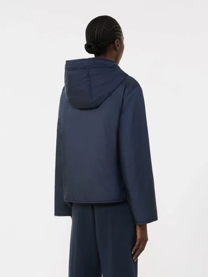Gesteppte Kapuzenjacke aus wasserabweisendem Canvas, marineblau