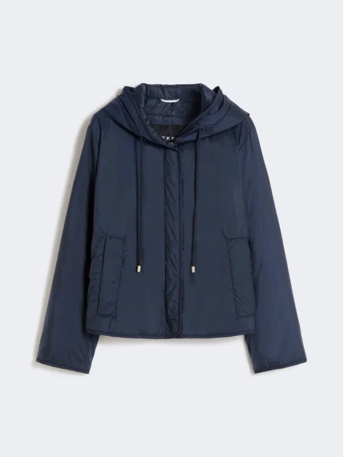 Gesteppte Kapuzenjacke aus wasserabweisendem Canvas, marineblau
