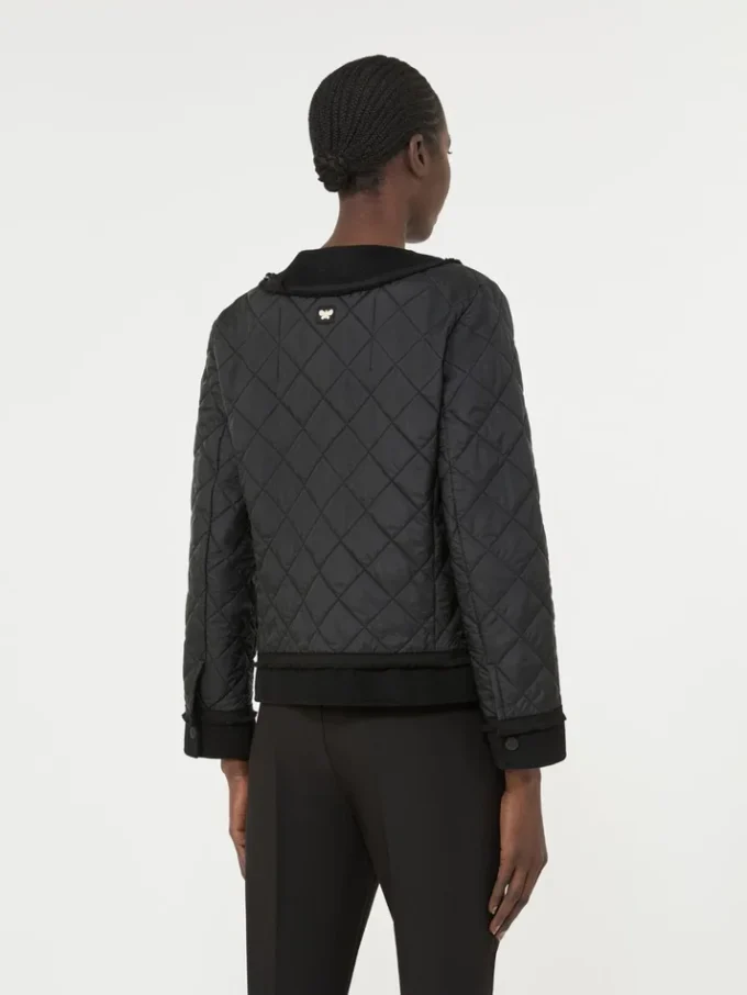 Gesteppte, verkürzte Jacke aus wasserabweisendem Canvas, schwarz
