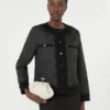 Gesteppte, verkürzte Jacke aus wasserabweisendem Canvas, schwarz