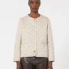 Gesteppte, wasserabweisende Rundhalsjacke aus Canvas, natur Gesteppte, wasserabweisende Rundhalsjacke aus Canvas, natur
