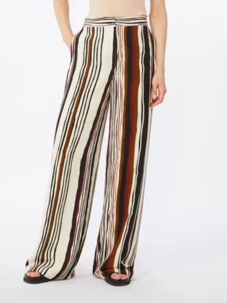 Gestreifte Crêpe-de-Chine-Hose, ziegelrot