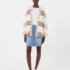Gestreifter Cardigan aus Wolle und Baumwolle, sandfarben Gestreifter Cardigan aus Wolle und Baumwolle, sandfarben