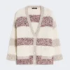 Gestreifter Cardigan aus Wolle und Baumwolle, sandfarben Gestreifter Cardigan aus Wolle und Baumwolle, sandfarben
