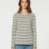 Gestreiftes Baumwoll-T-Shirt, Elfenbein Gestreiftes Baumwoll-T-Shirt, Elfenbein