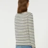Gestreiftes Baumwoll-T-Shirt, Elfenbein Gestreiftes Baumwoll-T-Shirt, Elfenbein