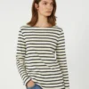 Gestreiftes Baumwoll-T-Shirt, Elfenbein Gestreiftes Baumwoll-T-Shirt, Elfenbein