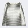 Gestreiftes Baumwoll-T-Shirt, Elfenbein Gestreiftes Baumwoll-T-Shirt, Elfenbein
