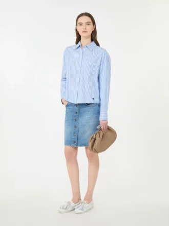 Gestreiftes Oxford-Hemd aus Baumwolle, hellblau