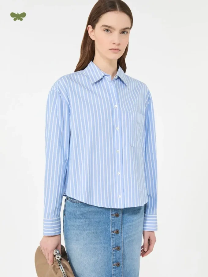 Gestreiftes Oxford-Hemd aus Baumwolle, hellblau Gestreiftes Oxford-Hemd aus Baumwolle, hellblau
