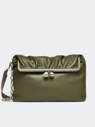 Glänzende Pasticcino-Tasche aus Nappaleder, dunkelgrün