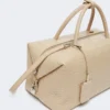 Große Boston-Tasche aus Leder mit Krokodilprägung, Eis