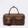 Große Boston-Tasche aus Leder mit Taschen, braun Große Boston-Tasche aus Leder mit Taschen, braun