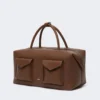 Große Boston-Tasche aus Leder mit Taschen, braun Große Boston-Tasche aus Leder mit Taschen, braun