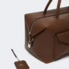 Große Boston-Tasche aus Leder mit Taschen, braun Große Boston-Tasche aus Leder mit Taschen, braun