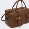 Große Boston-Tasche aus Leder mit Taschen, braun Große Boston-Tasche aus Leder mit Taschen, braun