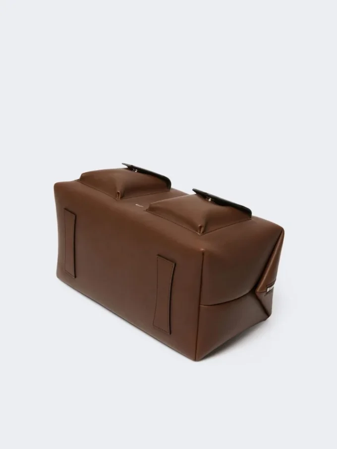 Große Boston-Tasche aus Leder mit Taschen, braun Große Boston-Tasche aus Leder mit Taschen, braun