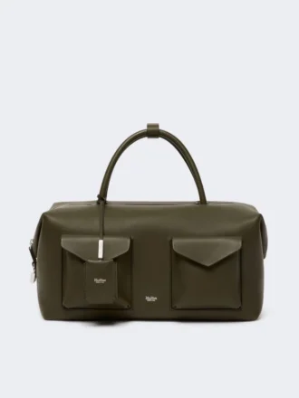 Große Boston-Tasche aus Leder mit Taschen, dunkelbraun