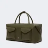 Große Boston-Tasche aus Leder mit Taschen, dunkelbraun