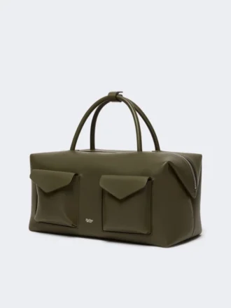 Große Boston-Tasche aus Leder mit Taschen, dunkelbraun