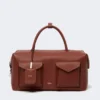 Große Boston-Tasche aus Leder mit Taschen, rostfarben Große Boston-Tasche aus Leder mit Taschen, rostfarben