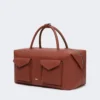 Große Boston-Tasche aus Leder mit Taschen, rostfarben Große Boston-Tasche aus Leder mit Taschen, rostfarben