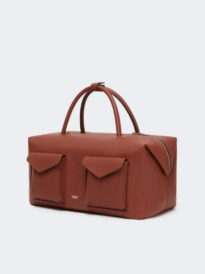 Große Boston-Tasche aus Leder mit Taschen, rostfarben Große Boston-Tasche aus Leder mit Taschen, rostfarben