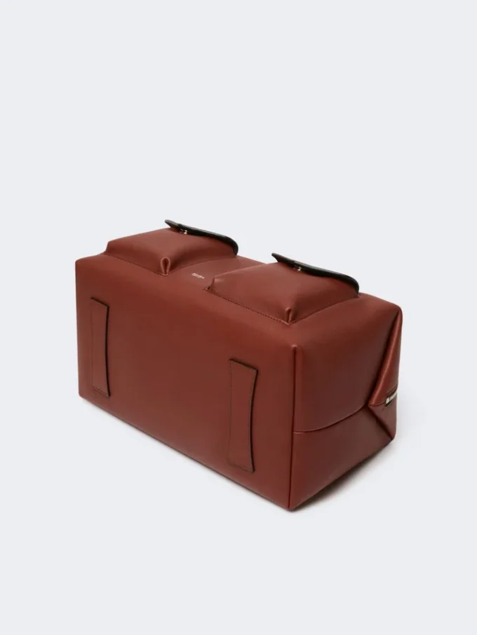 Große Boston-Tasche aus Leder mit Taschen, rostfarben Große Boston-Tasche aus Leder mit Taschen, rostfarben