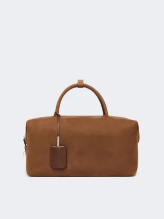 Große Boston-Tasche aus Nubukleder, dunkelbraun