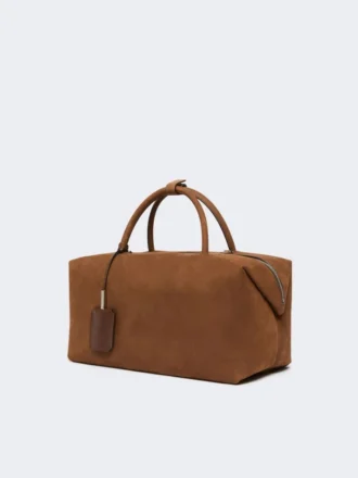 Große Boston-Tasche aus Nubukleder, dunkelbraun
