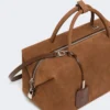 Große Boston-Tasche aus Nubukleder, dunkelbraun Große Boston-Tasche aus Nubukleder, dunkelbraun