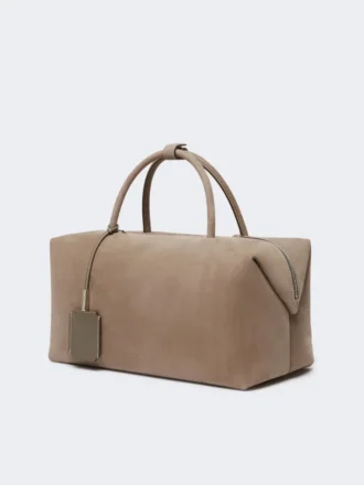 Große Boston-Tasche aus Nubukleder, taubengrau