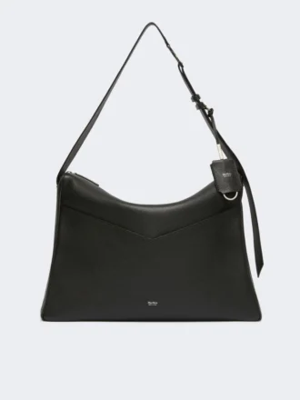 Große Handtasche aus mattem Leder, schwarz