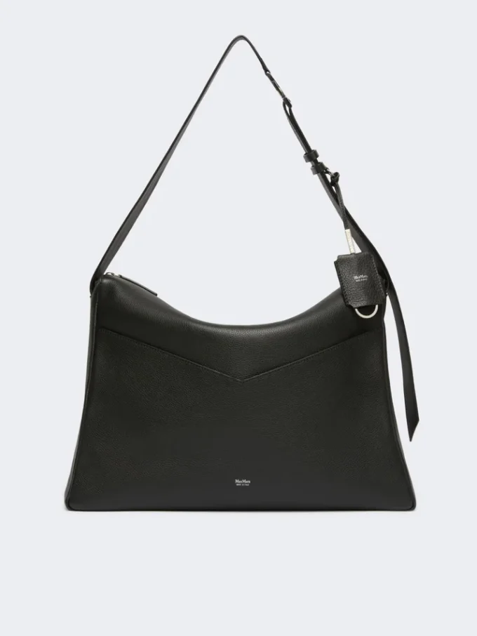 Große Handtasche aus mattem Leder, schwarz Große Handtasche aus mattem Leder, schwarz