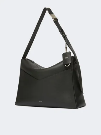 Große Handtasche aus mattem Leder, schwarz