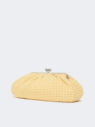 Große Pasticcino-Tasche aus Baumwoll-Gingham, gelb