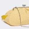 Große Pasticcino-Tasche aus Baumwoll-Gingham, gelb Große Pasticcino-Tasche aus Baumwoll-Gingham, gelb