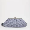 Große Pasticcino-Tasche aus Baumwoll-Gingham, ultramarinblau