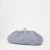 Große Pasticcino-Tasche aus Baumwoll-Gingham, ultramarinblau