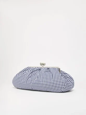 Große Pasticcino-Tasche aus Baumwoll-Gingham, ultramarinblau