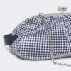 Große Pasticcino-Tasche aus Baumwoll-Gingham, ultramarinblau