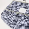 Große Pasticcino-Tasche aus Baumwoll-Gingham, ultramarinblau