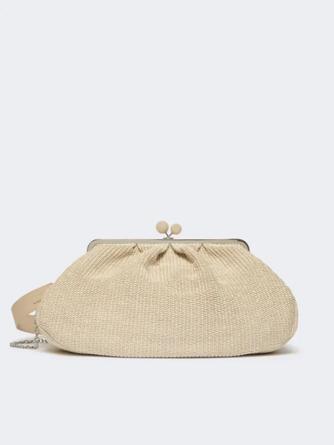 Große Pasticcino-Tasche in Raffia-Optik, taubengrau Große Pasticcino-Tasche in Raffia-Optik, taubengrau