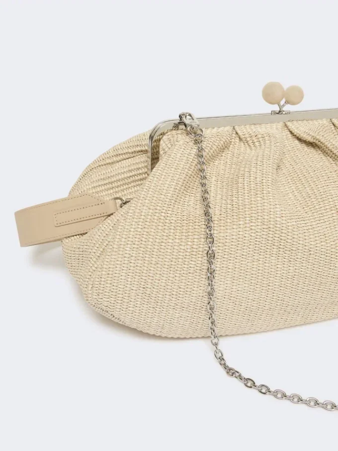 Große Pasticcino-Tasche in Raffia-Optik, taubengrau Große Pasticcino-Tasche in Raffia-Optik, taubengrau