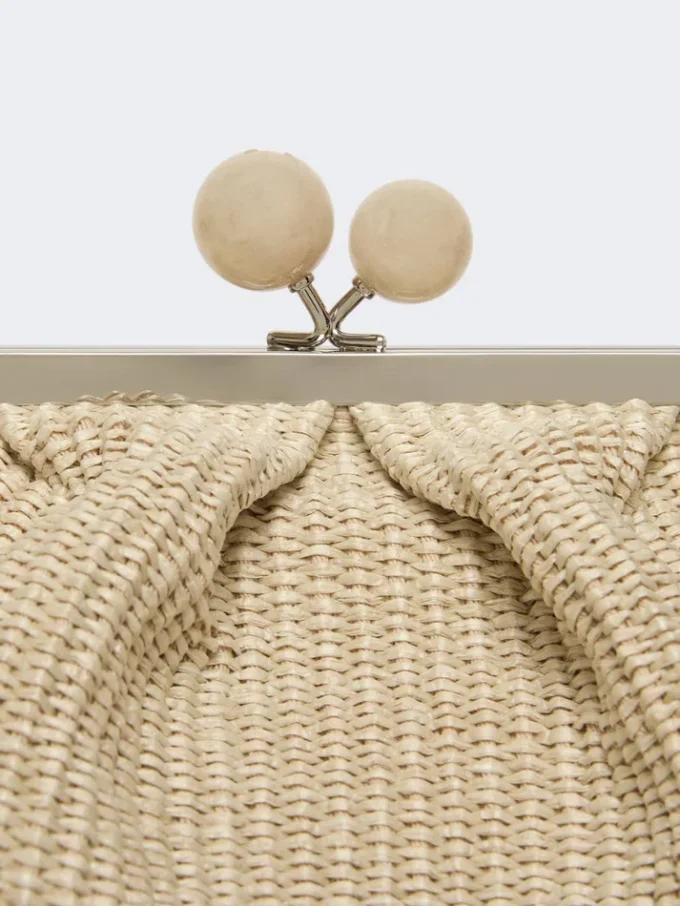 Große Pasticcino-Tasche in Raffia-Optik, taubengrau Große Pasticcino-Tasche in Raffia-Optik, taubengrau