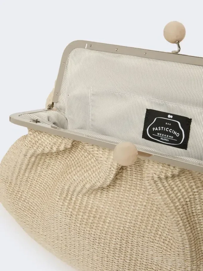 Große Pasticcino-Tasche in Raffia-Optik, taubengrau Große Pasticcino-Tasche in Raffia-Optik, taubengrau