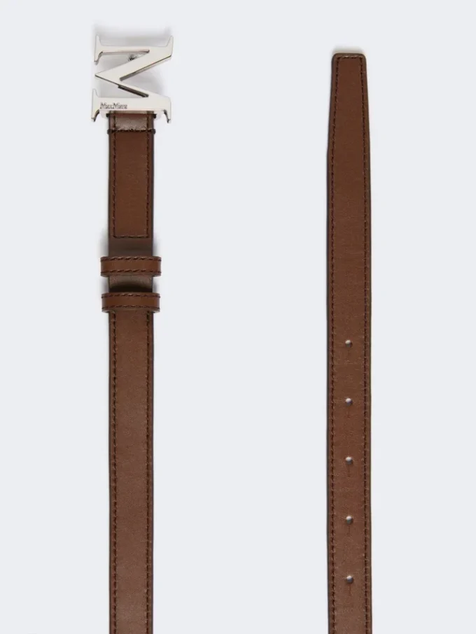 Gürtel aus Naturleder mit Monogramm, braun