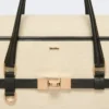 Handtasche aus Chevron-Canvas und Leder, Eisblau Handtasche aus Chevron-Canvas und Leder, Eisblau